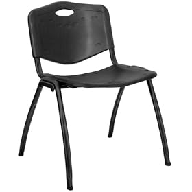Black Polypropylene Stack Chair [RUT-D01-BK-GG] by Office Furniture in a Flash