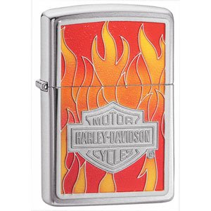 Brushed Chrome, HD Flames Emblem (ZI20868) Category: Harley-Davidson Zippo Lighters