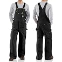Carhartt Duck Zip-to-Thigh Quilt Lined Insulated Bib Overall - Black