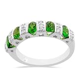 1.05cts Chrome Diopside and White Topaz 925 Sterling Silver ring (Size 9.5)