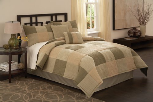 Lifestyles, Concentric Squares Collection, 8-Piece King Comforter Set, Brown