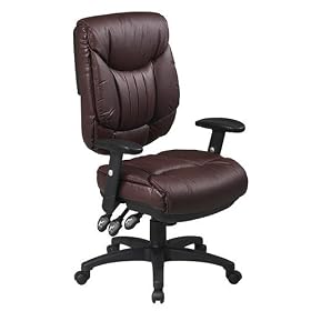 Office Star EL58623-C8 Work Smart Deluxe Multi Function Ergonomic Chair in Brown Tone Leather by Office Star