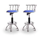 2 24"-29" Glitter Blue Seat Chrome Adjustable Specialty / Custom Barstools  ....