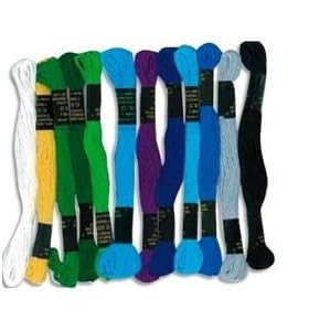Lot de 12 �chevettes - en coton pour fabriquer des bracelets br�siliens - bleus assortis