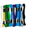 Lot de 12 �chevettes - en coton pour fabriquer des bracelets br�siliens - bleus assortis