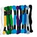 Lot de 12 �chevettes - en coton pour fabriquer des bracelets br�siliens - bleus assortis