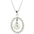 HinsonGayle 8.0-8.5mm White Cultured Pearl & Dazzling Sterling Silver Pendant and Chain