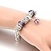 Long Way ® Handmade Purple Beads Carved Bracelet Silver Plated Snake Chain Cubic Crystal Ball Charm Bracelet For Women & Men