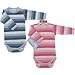 Striped Long Sleeve Baby Bodysuit - Pink, 0-3 months