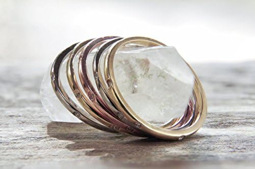 Halo Diamond Band/Stackable or Solo, Custom Made in 14K Pink, White, Yellow or Green Gold, 8 1/2 pt Conflict Free Diamonds, Hand Set (Sold Individually)