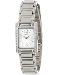 Pulsar Womens PEGC51 Crystal Accented Dress Silver-Tone Stainless Steel Watch