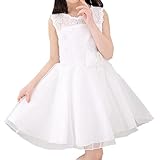 Ruideng ガールズサマープリンセスドレスのスカートチュチュノースリーブワンピースのスカートのドレスチュチュの公演 (120cm, ホワイト)