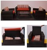 Rattan Wicker Storage outdoor Garden Sofa Set