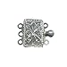 1 pc 925 Sterling Silver Rectangular Filigree Flower Pattern 3 Strands Pearl Box Clasp 15mm Connector Switch / Findings