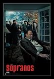 The Sopranos (Tony in Chair, Group Behind) White Wood-Mounted TV Poster Print - 16