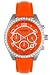 Women's Chronograph White Rhinestones Orange Leather