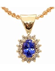 14K Yellow Gold Tanzanite and Diamond Pendant -- LIFETIME WARRANTY