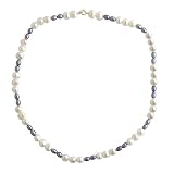 Girls' Freshwater Pearl Necklace- Black/ White