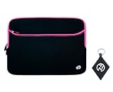 Disney P7100PD 7-Inch Princess Portable DVD Player Case, Neoprene Sleeve with Extra Zipper Pocket. Color: Black / Magenta + NuVur ™ keychain (MIPAG2M1)