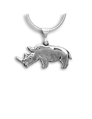 Sterling Silver Rhinoceros Pendant by The Magic Zoo