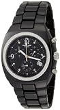 K&BROS Women's 9141-1 C-901 Full Ceramic Stones Square Chronograph Black Watch