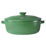 IMAGE OF Emile Henry Flame Top 6.3 Quart Oval Stew Pot, Green