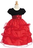 New Red Organza  Black Velvet Christmas Holiday Dress ~ 2 to 12 Girls