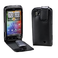 MaryCom PREMIUM QUALIT�T Leder Handytasche schwarz f�r HTC Sensation und Sensation XE Smartphone + gratis Displayschutzfolie / LTS SENS