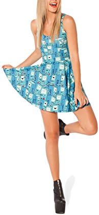 SOTW Fashion Summer Pleated Knee-length Reversible Spandex Skater Sun Dress for Women, BMO
