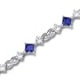 Unique Styling Round Cut Created Sapphire & White CZ Gemstone Bracelet in Sterling Silver