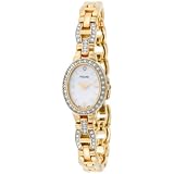 Women Gold Watch, Pulsar Womens Crystal Dress Gold-Tone Mother-of-Pearl Watch