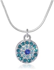 Nine West "Good Fortune" Silver-Tone and Blue Evil Eye Pendant Necklace, 18"