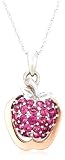 10k White and Rose Gold Rhodolite Garnet Apple Pendant