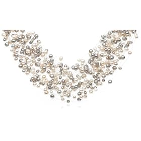 Grey and White Dyed Freshwater Cultured Pearl "Floating" Necklace by Pearl Necklaces