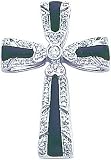 14K White Gold Diamond & Onyx Cross Pendant Jewelry