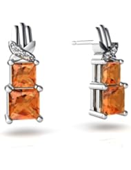 Genuine Fire Opal 14kt White Gold Earrings
