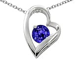 1.25 cttw 925 Sterling Silver Created Tanzanite Heart Shape Pendant