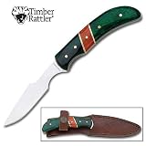 Timber Rattler Green Hardwood Skinner Knife w/ Leather Sheath