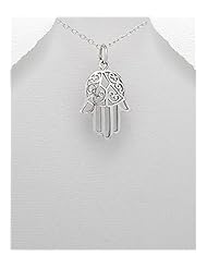 Hamsa Pendant Necklace In 92.5 Sterling Silver