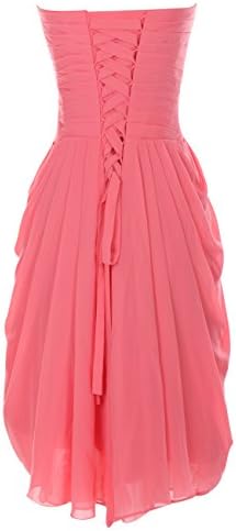 Melantha Short Strapless chiffon prom dress evening dresses Size 12 Coral