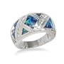 Sterling Silver Synthetic Blue Opal and CZ Ring