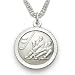 Sterling Silver 3/4" Round Hockey Player Medal with St. Christopher on the Back on 20" Chain