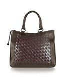 Emporio Due Dark Brown & Purple Woven Leather Satchel Bag
