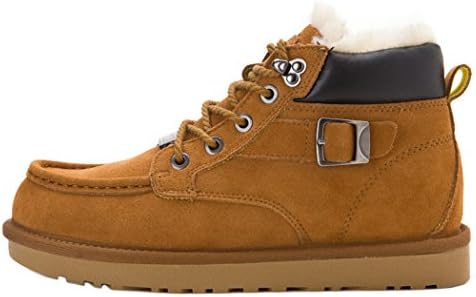KAMEIQI Christmas Men Warm Thick Fluff Fasion Buckle Lace Up Clearance Snow Boots(Lover Shoes)(8 D(M)US,chestnut)