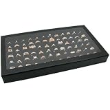 72 Ring Black Jewelry Box Display Case Magnetic Lid New