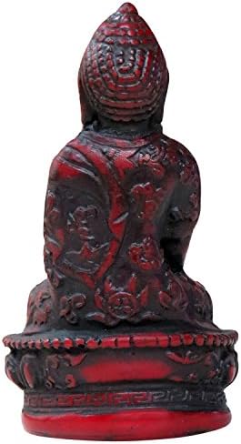 Solid Resin Buddha Statues in Shakyamuni, Medicine, Teaching, Protection and Meditation Poses (Crimson Red, Shakyamuni 2: XS)