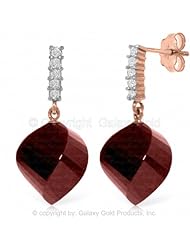 14K Rose Gold Dangle Earrings with Twisted Rubies and Diamond accents