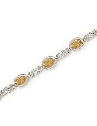 14kt Yellow Gold Oval Citrine and Diamond Bracelet