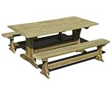 Outdoor Living : 8' Treated Pine Trestle Picnic Table w/2 Benches