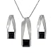 Sterling Silver Black Square Cut CZ Necklace and Earring Set